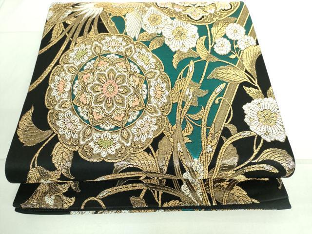 平和屋着物▽六通柄袋帯 唐織 花鳥唐草文 金糸 正絹 逸品