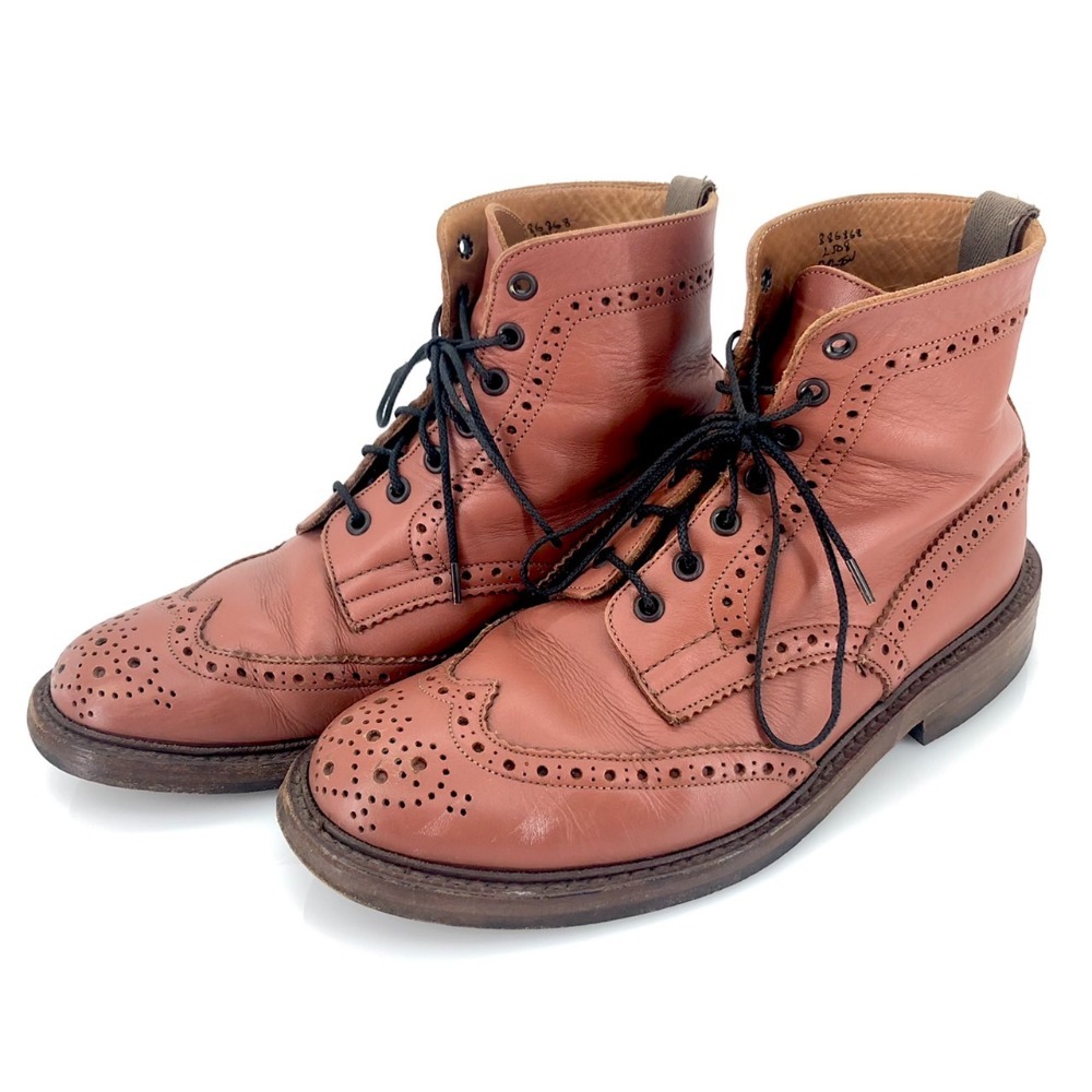 05r7666★1円~【Tricker's】 トリッカーズ カントリーブーツ モールトン レザーソール 革靴 ブラウン UK8.5 メンズ ブーツ 2508 中古品