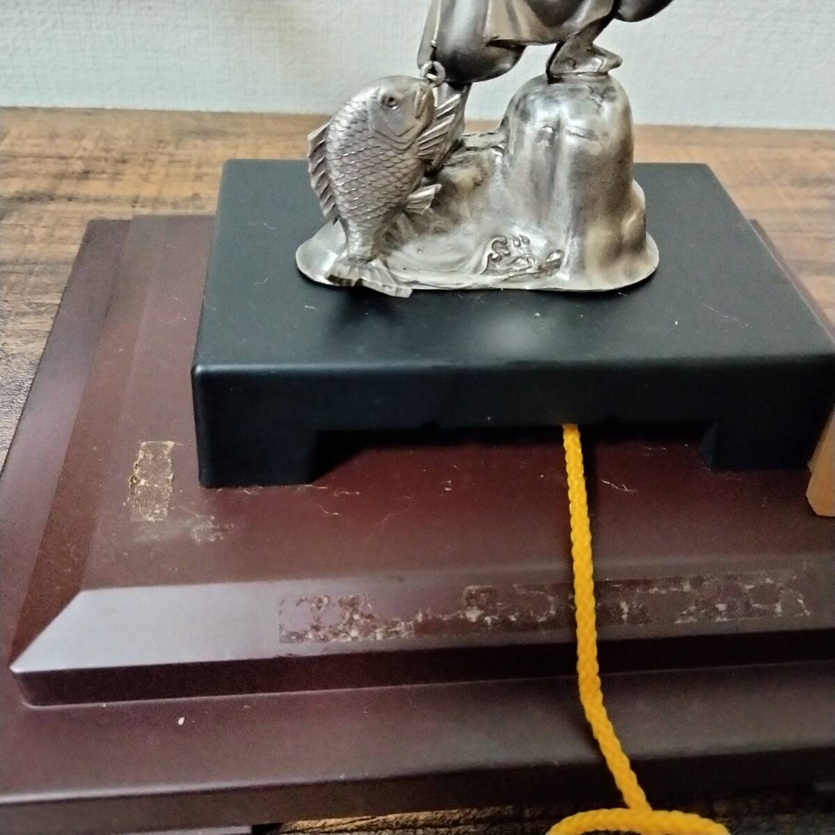 純銀製 恵比寿 ガラスケース入 七福神 置物 飾り ケース約18㎝×15㎝