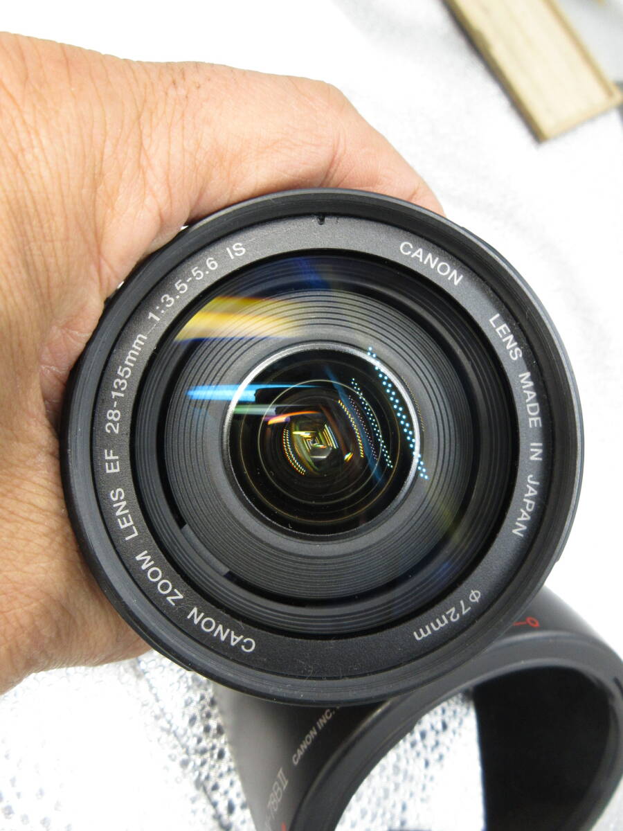 ジャンク Canon EF 28-135mm 3.5-5.6 IS フード付きレンズ(キヤノン