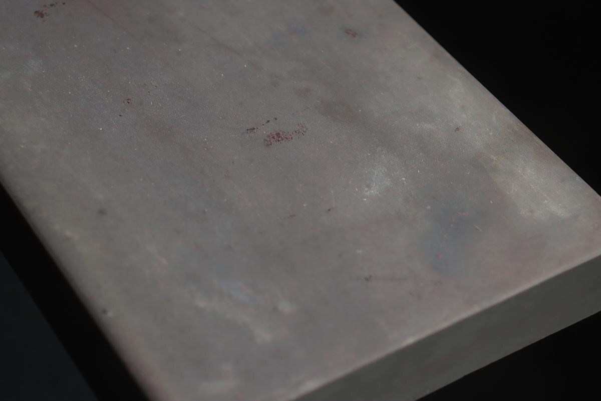 EX486 中国美術 唐物 紅印 端渓硯・端渓板硯 縦14.5cm 重785g 硯入・素