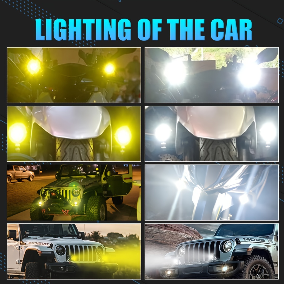4個セット LEDヘッドライト 7cm 車用 バイク 60W フォグランプ ホワイト イエロー ヘッドランプ 防水 明るい 12V-36V スポットライト t2098 ヘッドライト | LED ブラック(アダプタ付き) ワールドモーターライフ LEDヘッドランプ