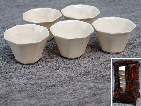 中国 徳化窯 a煎茶道具 染付 白磁 唐物 煎茶碗 白高麗