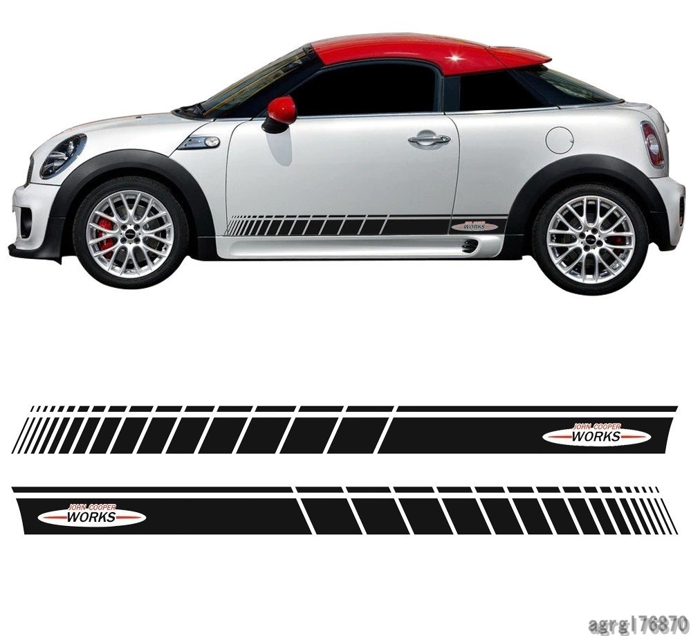 ミニクーパー ステッカー ドアサイド R56 F56 ストライプ スカート デカール ジョンクーパーワークスJCW_1