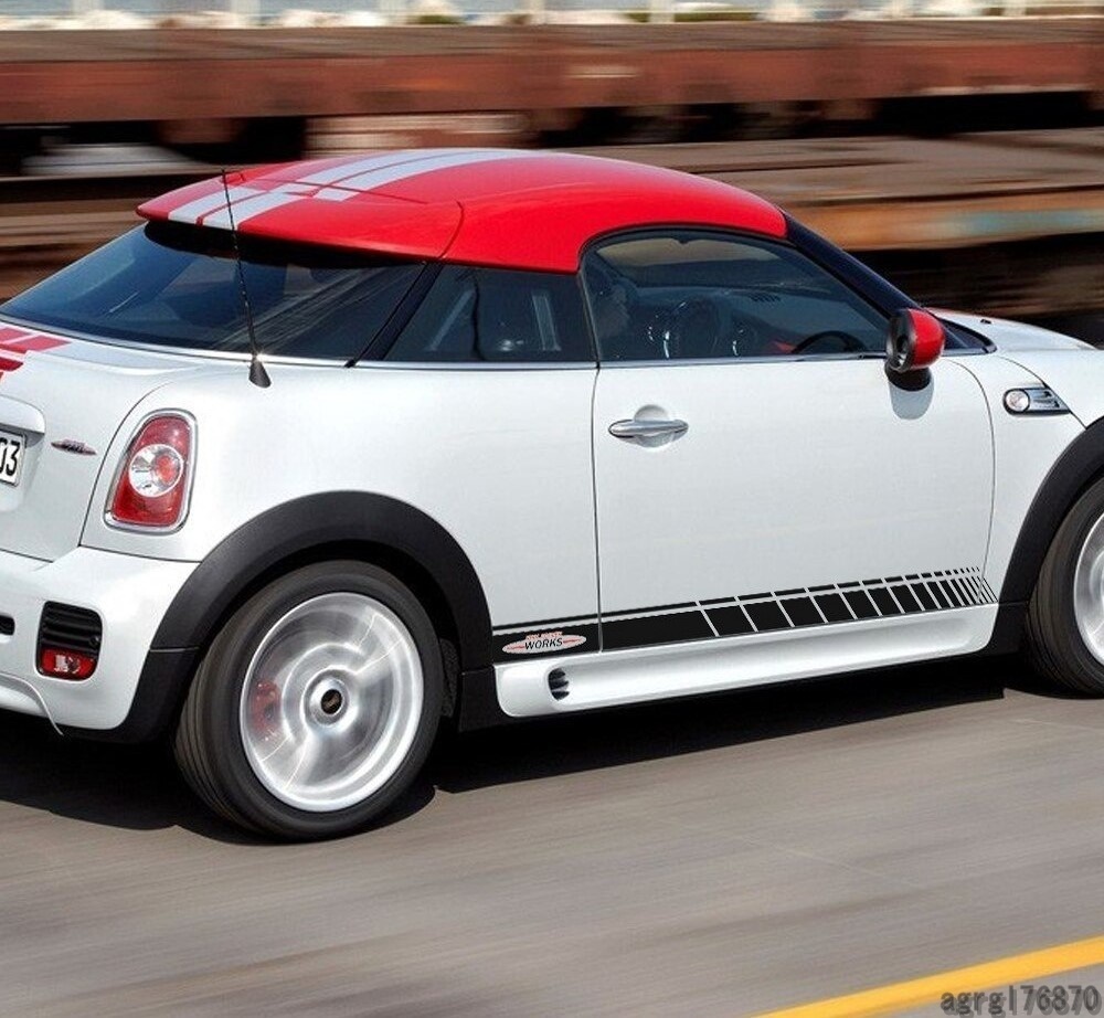 ミニクーパー ステッカー ドアサイド R56 F56 ストライプ スカート デカール ジョンクーパーワークスJCW_3