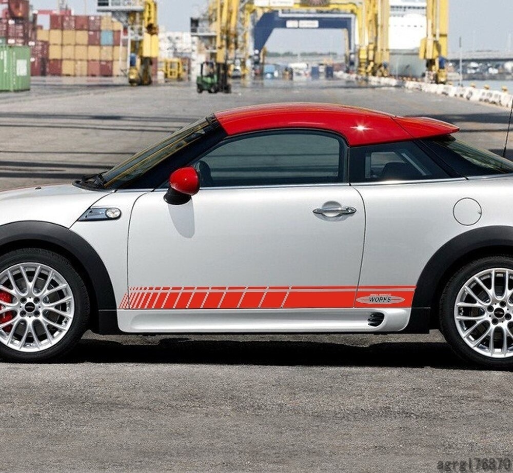 ミニクーパー ステッカー ドアサイド R56 F56 ストライプ スカート デカール ジョンクーパーワークスJCW_4