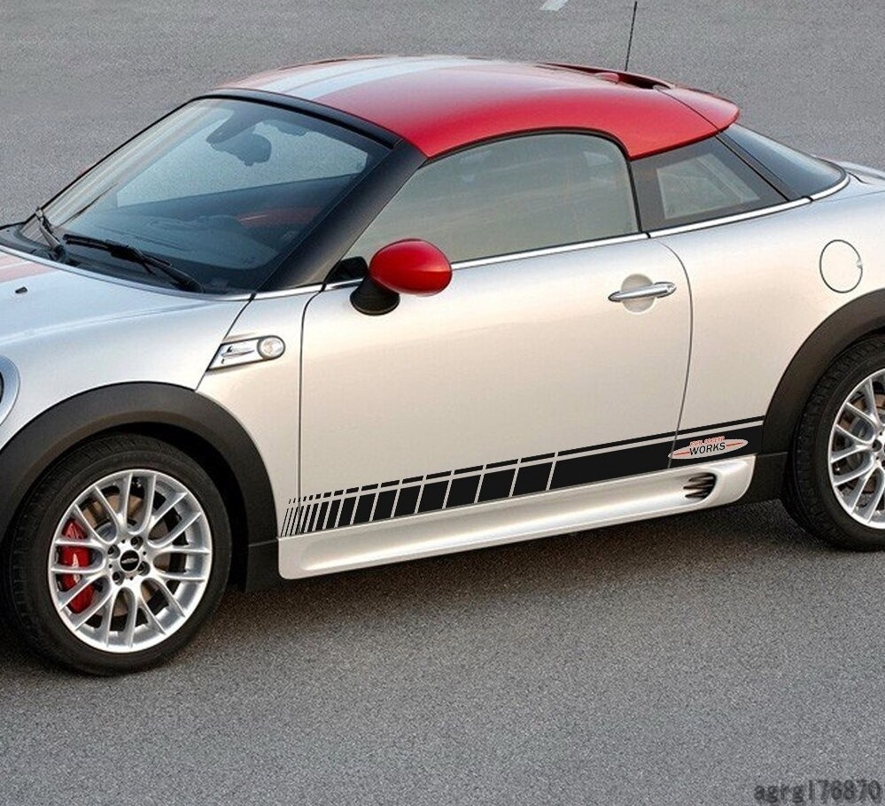 ミニクーパー ステッカー ドアサイド R56 F56 ストライプ スカート デカール ジョンクーパーワークスJCW_5