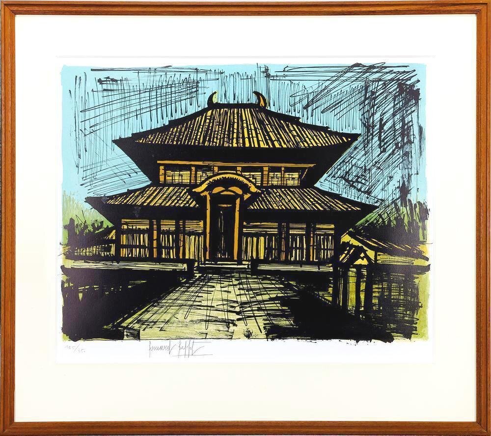 真作】【WISH】ベルナール・ビュッフェ Bernard Buffet「東大寺 大仏殿