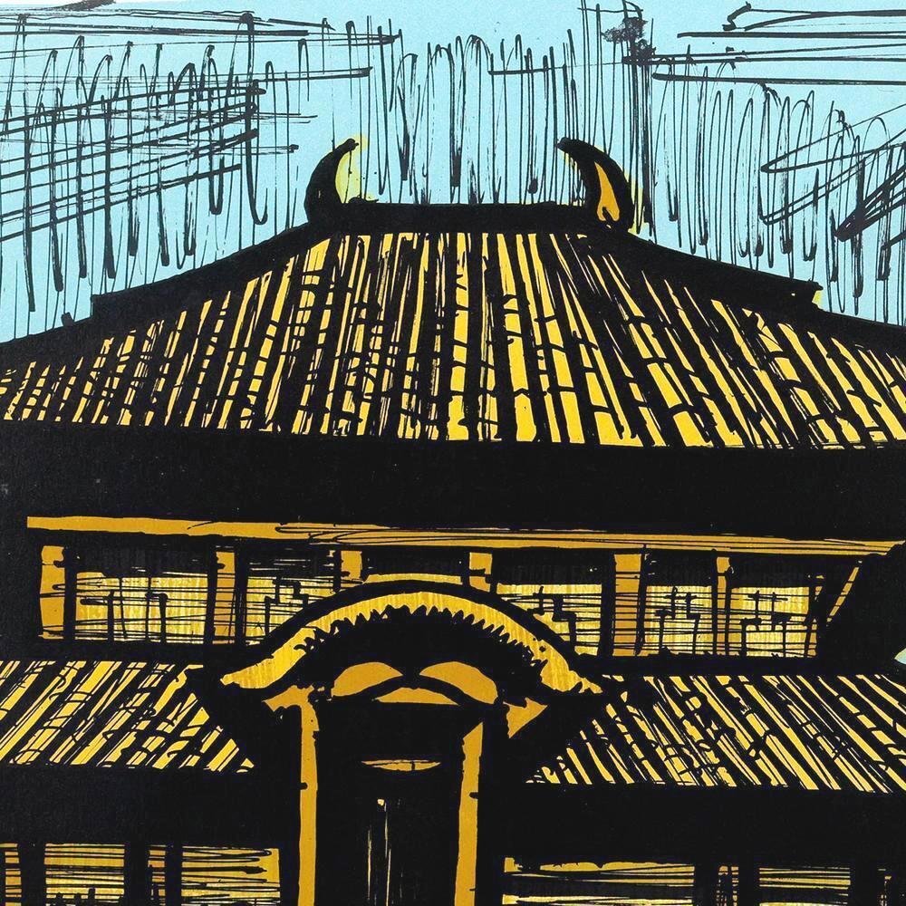 真作】【WISH】ベルナール・ビュッフェ Bernard Buffet「東大寺 大仏殿