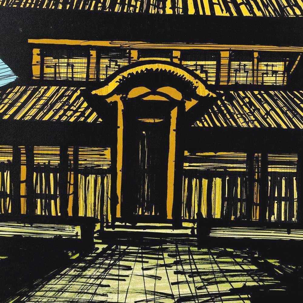 真作】【WISH】ベルナール・ビュッフェ Bernard Buffet「東大寺 大仏殿