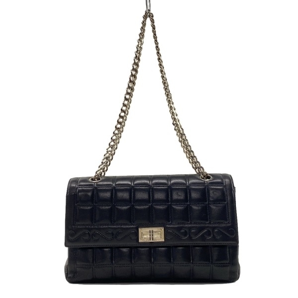 シャネル CHANEL ショルダーバッグ チョコバー⁄2.55 ラムスキン 黒