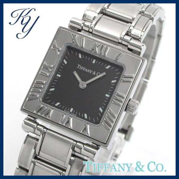 1円～ 3ヶ月保証付き 磨き済み 美品 本物 定番 人気 TIFFANY ティファニー アトラス スクエア レディース 時計_1