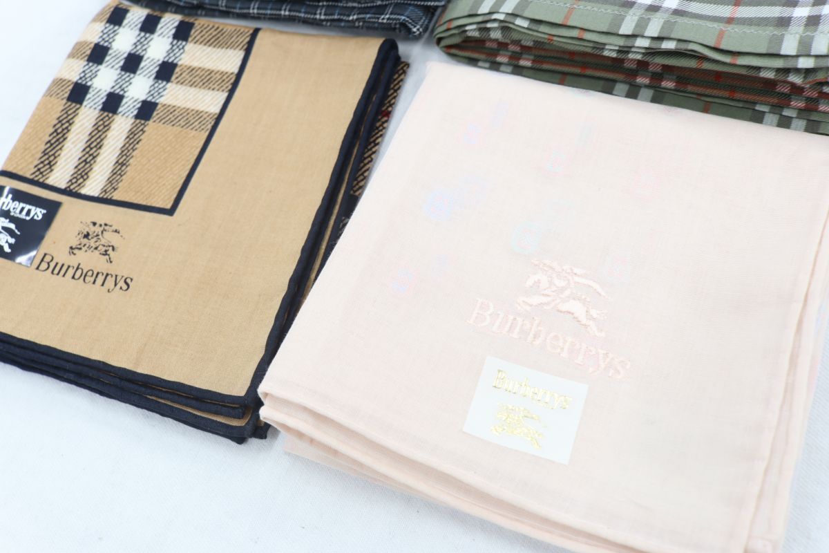 1円 正規まとめ 4点 未使用品 バーバリー ハンカチ 4点まとめて 大量 