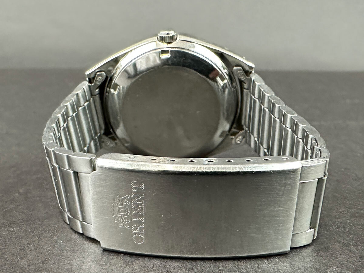 203123◆動作確認済 ORIENT オリエント スリースター クリスタル 腕時計 自動巻き デイデイト 21石 SS ゴールド シルバー メンズ/ D_6