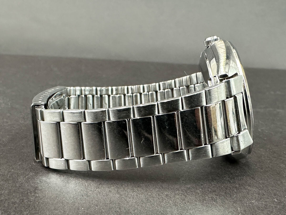 203123◆動作確認済 ORIENT オリエント スリースター クリスタル 腕時計 自動巻き デイデイト 21石 SS ゴールド シルバー メンズ/ D_7