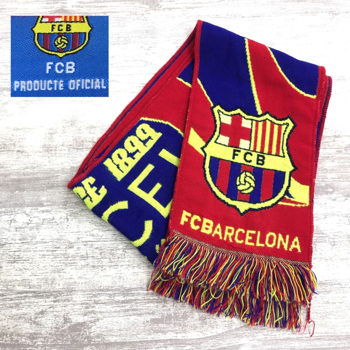 1F2027-G◇ FC Barcelona バルセロナ タオルマフラー サッカー バルサ