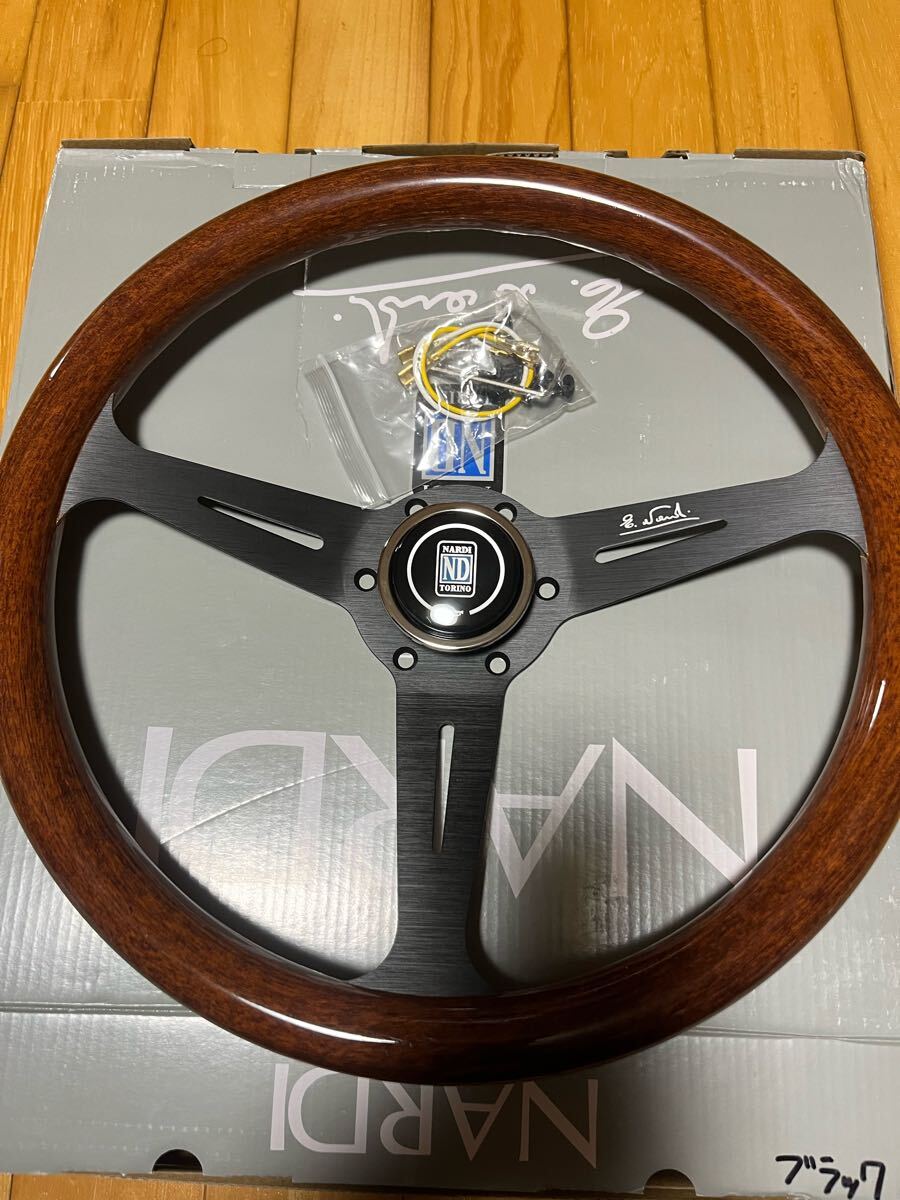 NARDI ナルディ ステアリング クラシック ウッド　ブラック 350mm 新品 社外 送料無料　汎用　ドリフト　旧車　レトロ　ナルクラ_1