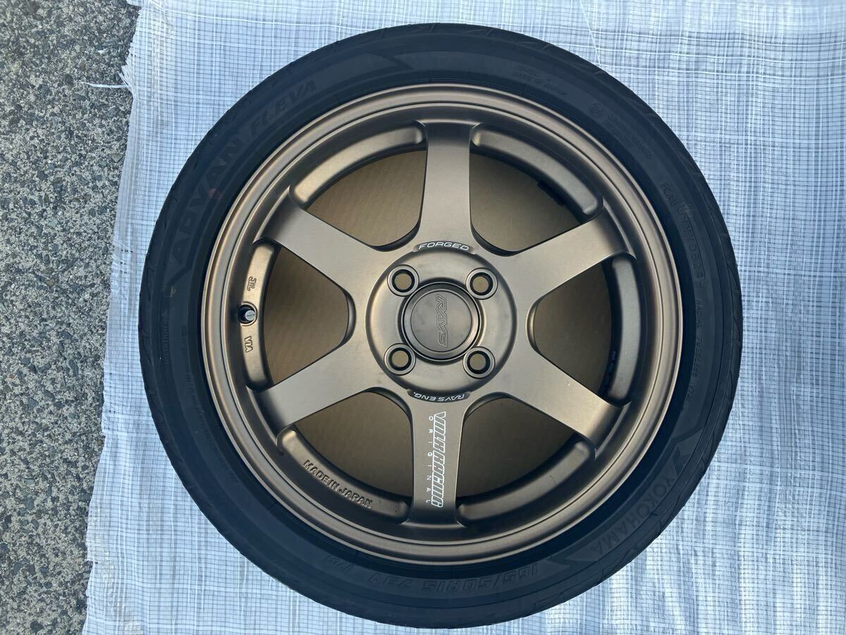 RAYS TE37 SONIC 15インチ 5.5j PCD100 4H タイヤ付 4本組 165/50R15