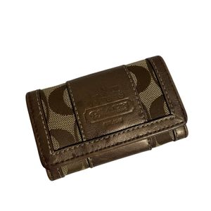 １円～ ◇格安スタート◇ COACH コーチ キャンバス レザー キーケース ステッチ フラップ