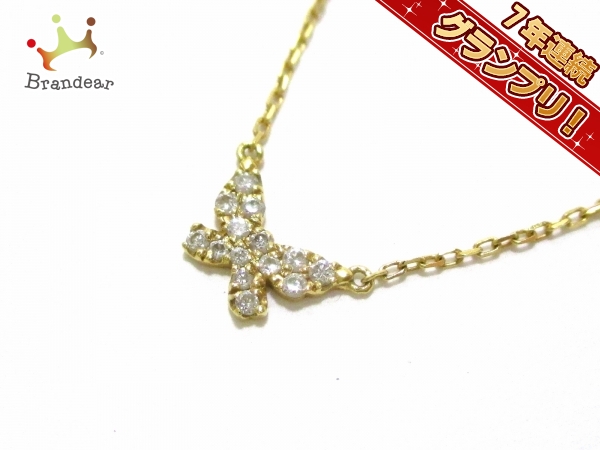 アーカー ネックレス 美品 K18YG×ダイヤモンド 蝶/0.06カラット AHKAH
