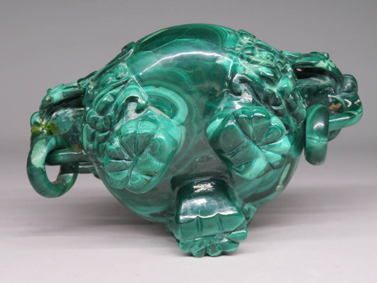 清朝時代 クジャク石 孔雀石製香炉 中国美術 lot:32522(東洋彫刻