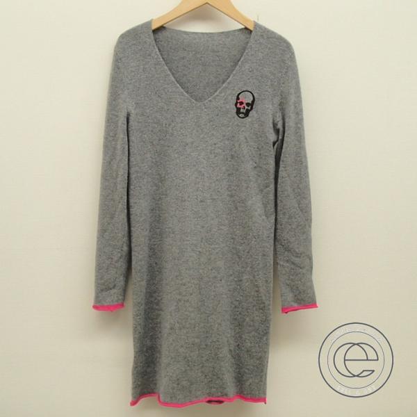 正規◎ルシアンペラフィネ スカル刺繍カシミヤニットワンピースS