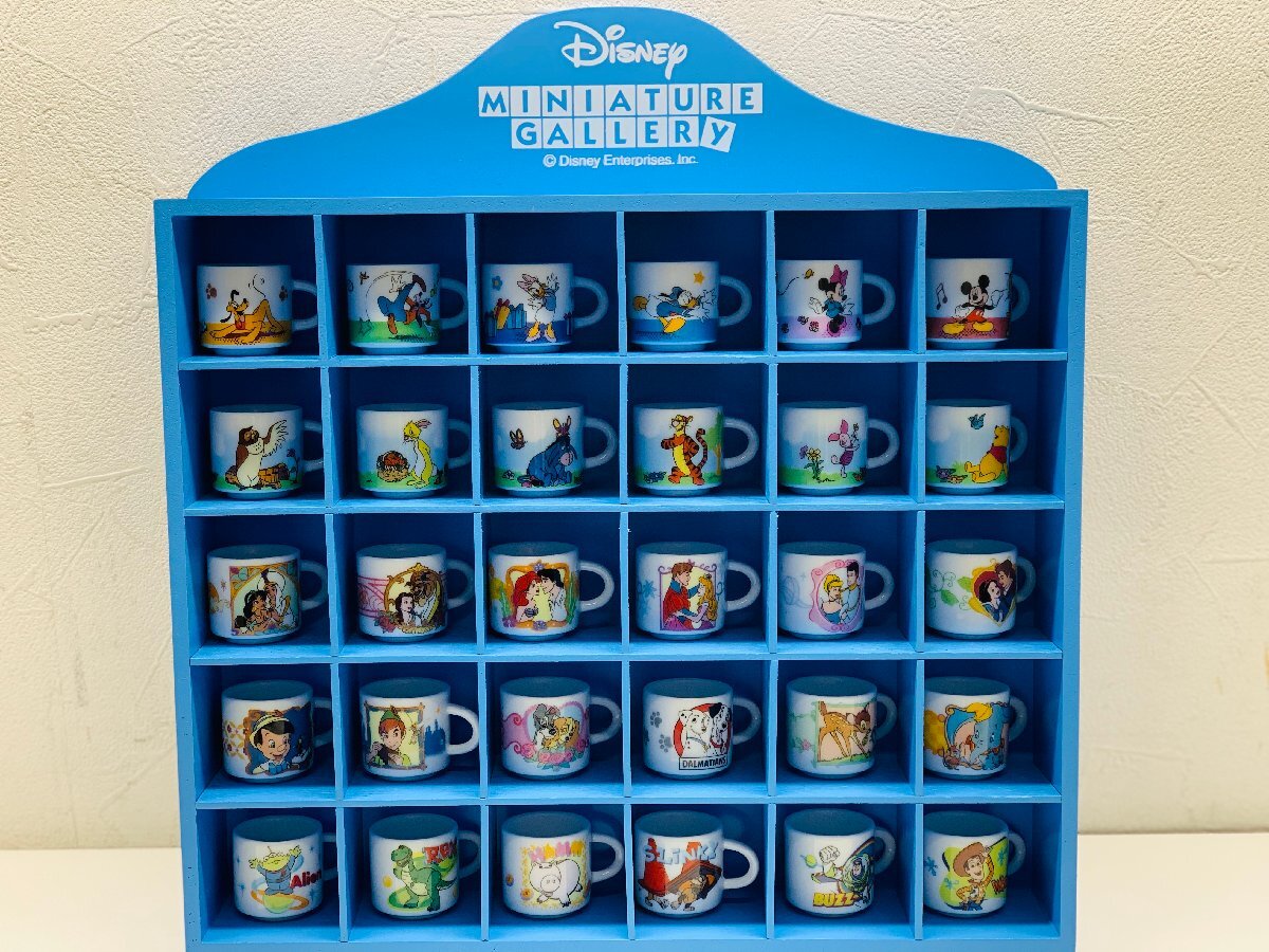 【限定品】ディズニー・キャラクター ラック付ミニチュアマグカップ（フルセット） 美品】Disney ディズニー MINIATURE GALLERY ミニチュア ギャラリー