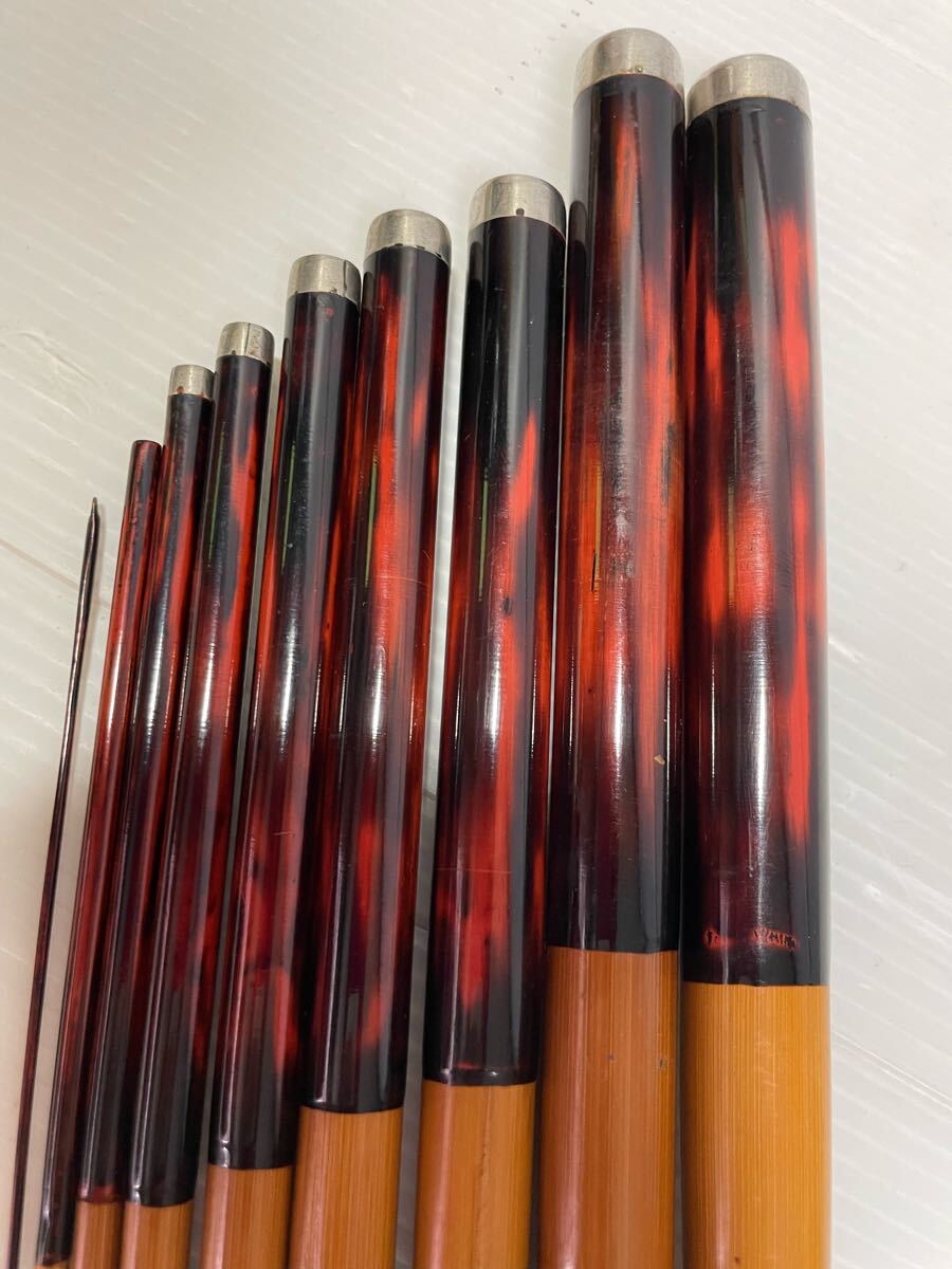 ◆L58 渓流竿 竹竿 和竿 9本継 約463cm 約15尺 約163g_6