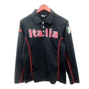 カッパ kappa ポロシャツ プリント 長袖 M 黒 ブラック /MN メンズ