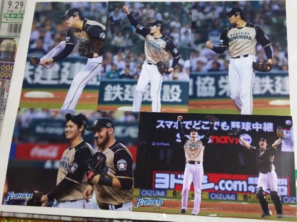 ファイターズ公式ハイライトフォト大谷翔平5枚組[20160928優勝] 野球