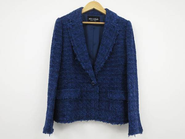 miss ashida ミスアシダ ツイードジャケット ラメ入 青 9fu1611a 