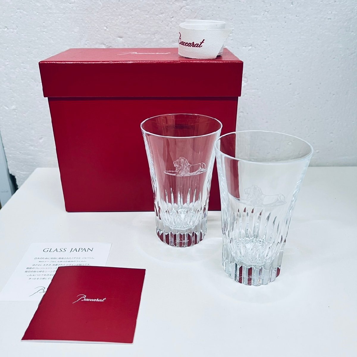 C8950】1円～ Baccarat バカラ 三越創業記念 ライオン像 グラス ペア 2