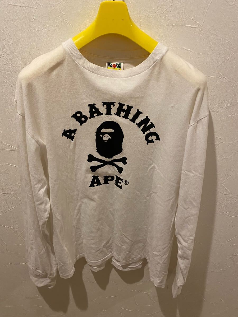A Bathing Ape Bape ア ベイシング エイプ ロンT 長袖Tシャツ 白 L XL