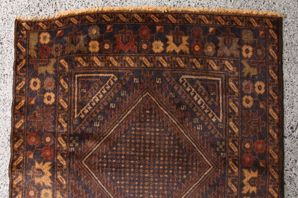 ザッカンの芸術作品 手織り絨毯 バルーチ族 202㎝ラグWGBRL4082 経年25