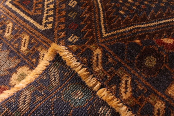 ザッカンの芸術作品 手織り絨毯 バルーチ族 202㎝ラグWGBRL4082 経年25