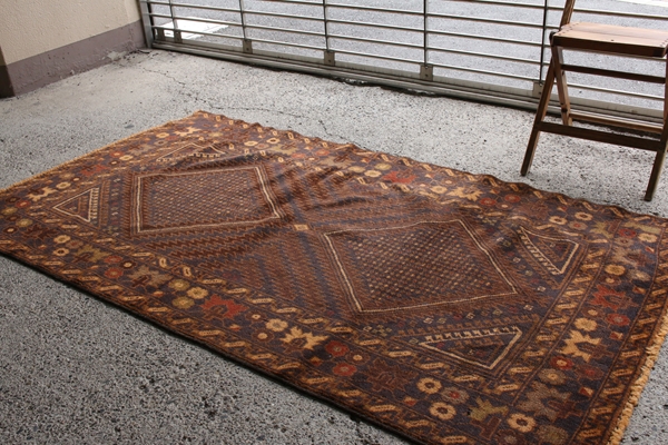 ザッカンの芸術作品 手織り絨毯 バルーチ族 202㎝ラグWGBRL4082 経年25