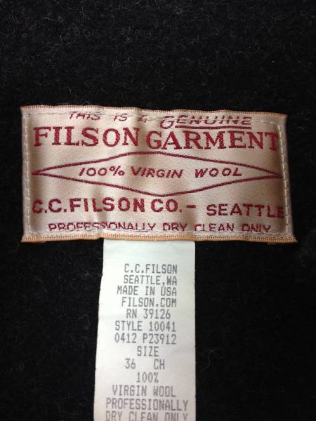 FILSON◆ジャケット/36/ウール/BLK/無地