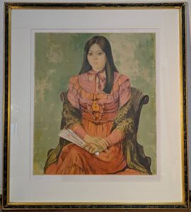柳沢淑郎、【女優】、希少な大判額装用画集より、美品、日本人画家