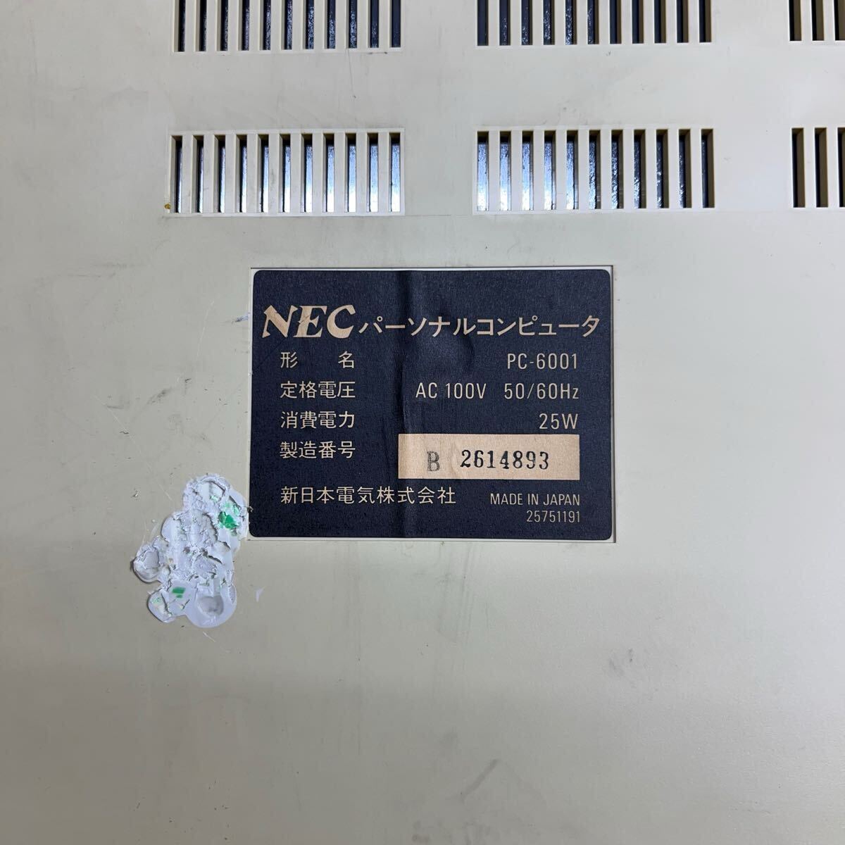 17 ゆうパック着払い発送 中古品 通電確認のみ NEC PC-6001 ROM/RAM