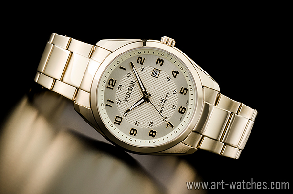 1円セイコー米国PULSAR逆輸入パルサー24時間表示ゴールドカラー