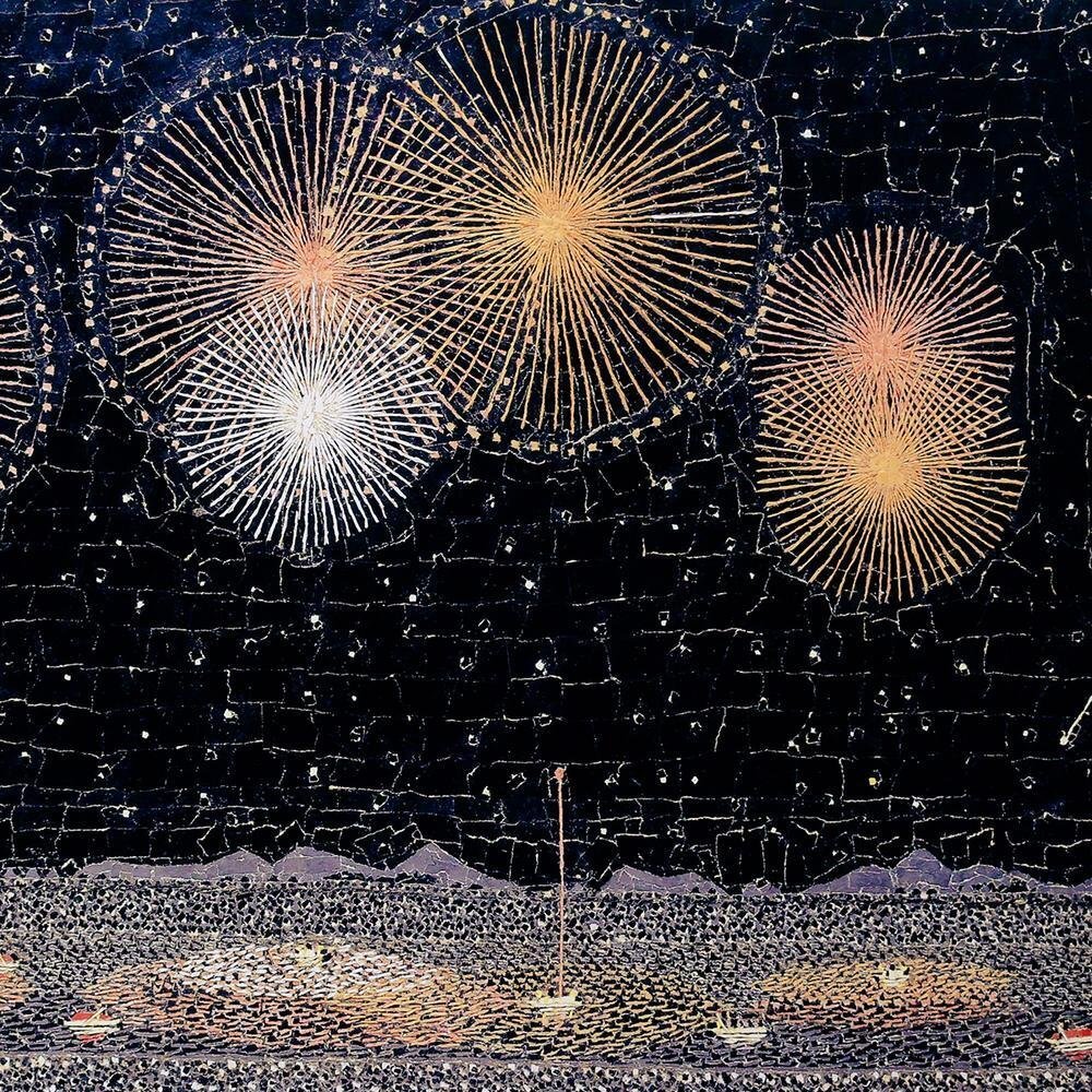 真作】【WISH】山下清「長岡の花火」リトグラフ 約10号 証明シール