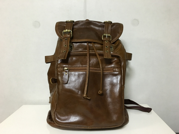 新品セレブレザー本革牛皮高級リュックサックバッグ茶メンズデイ