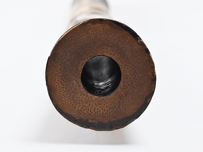 【 田嶋撰 岡寺 竹勇 作 二印 銀繋 銀口 都山流 尺八 48.5cm 歌口キャップ 袋付 y073115 】和楽器 管楽器 雅楽_8