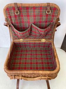 籐製 ピクニックバスケット 脚付き/W45×H38×D30cm☆中古