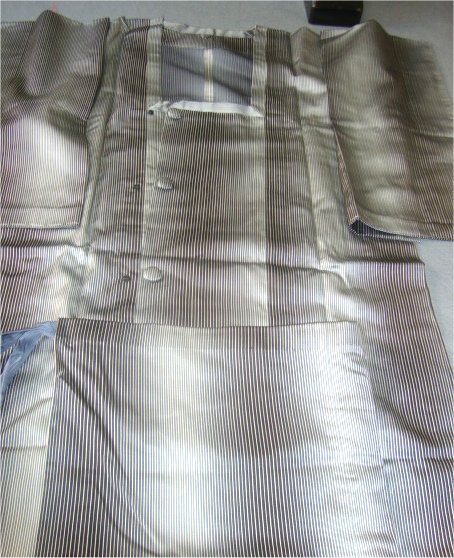 【ケイムス】雨コート・２部式・黒グレー細縞