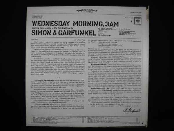 1円開始【USマト1美品2EYE】SIMON＆GARFUNKEL/WEDNESDAY MORNING