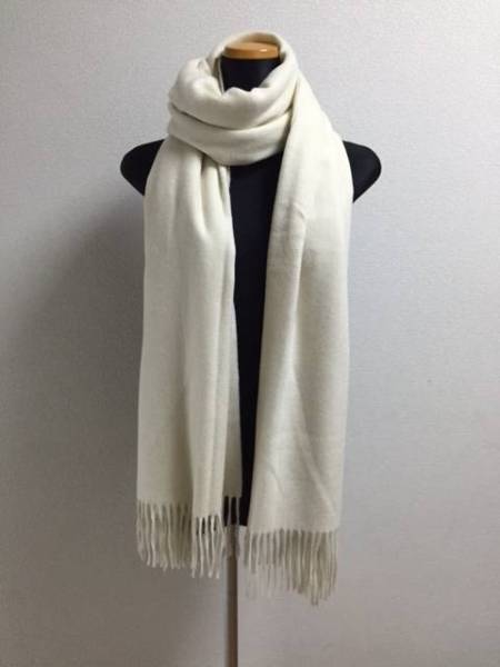 【新品】極上 カシミア100％ 大判ストール ホワイト（難有り）