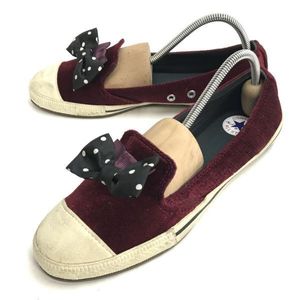 コンバース/CONVERSE★リボン付き/スリッポン/パンプスシューズ【size:24.5/ワインレッド