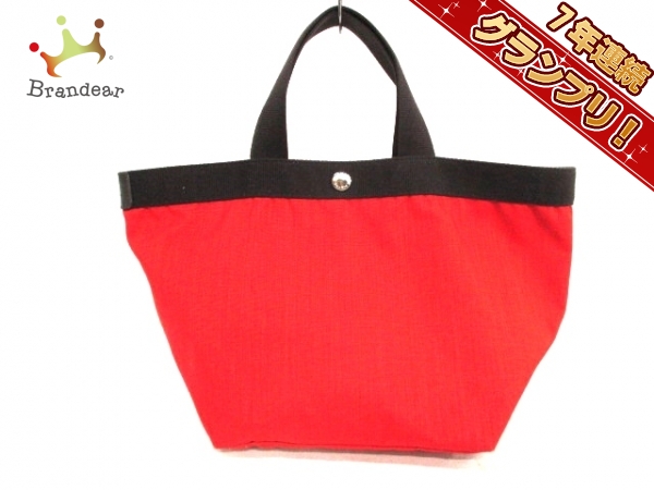 エルベシャプリエ トートバッグ レッド×ダークブラウン