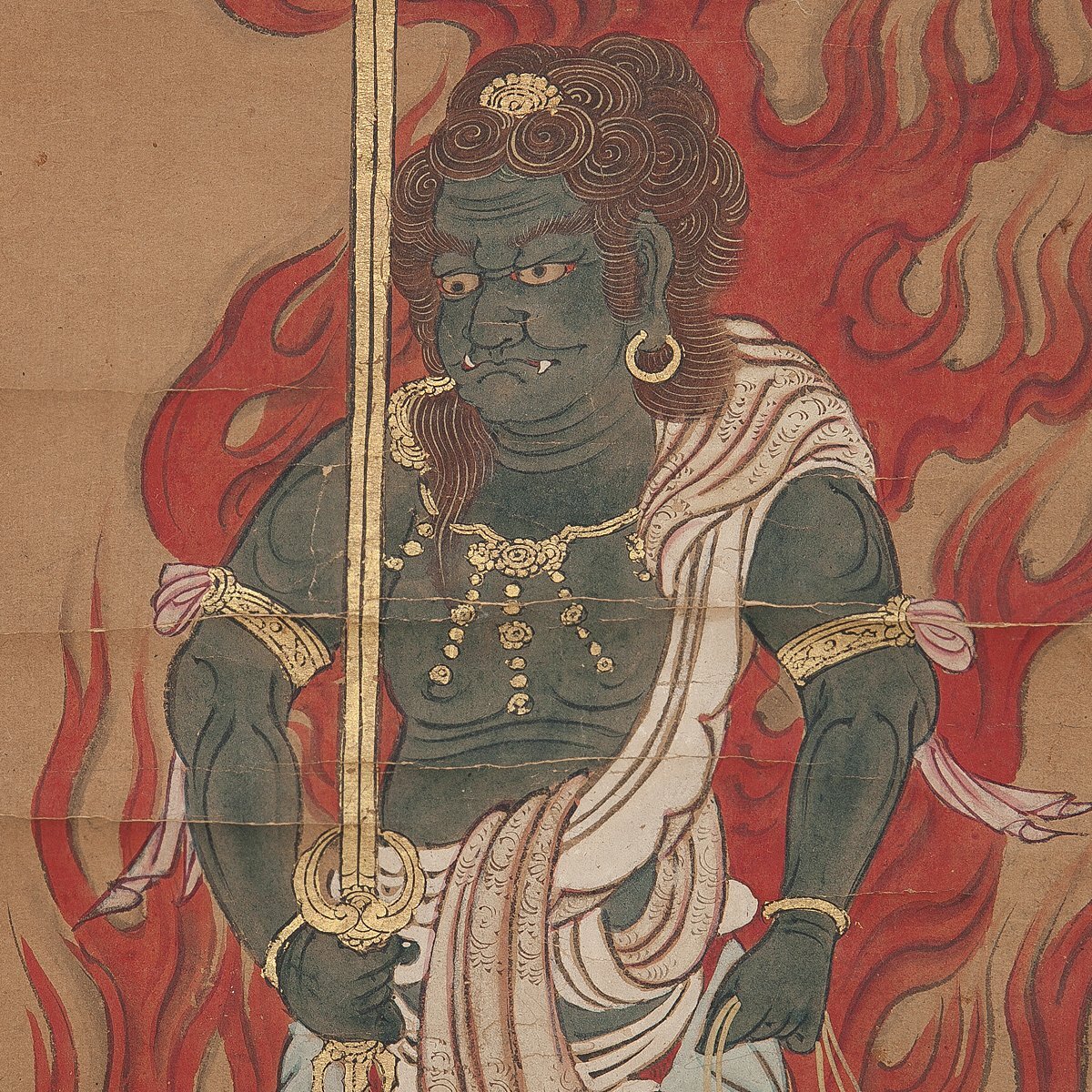 五】古仏画 三幅対 修験道 『不動明王・蔵王権現・役行者・前鬼・後鬼